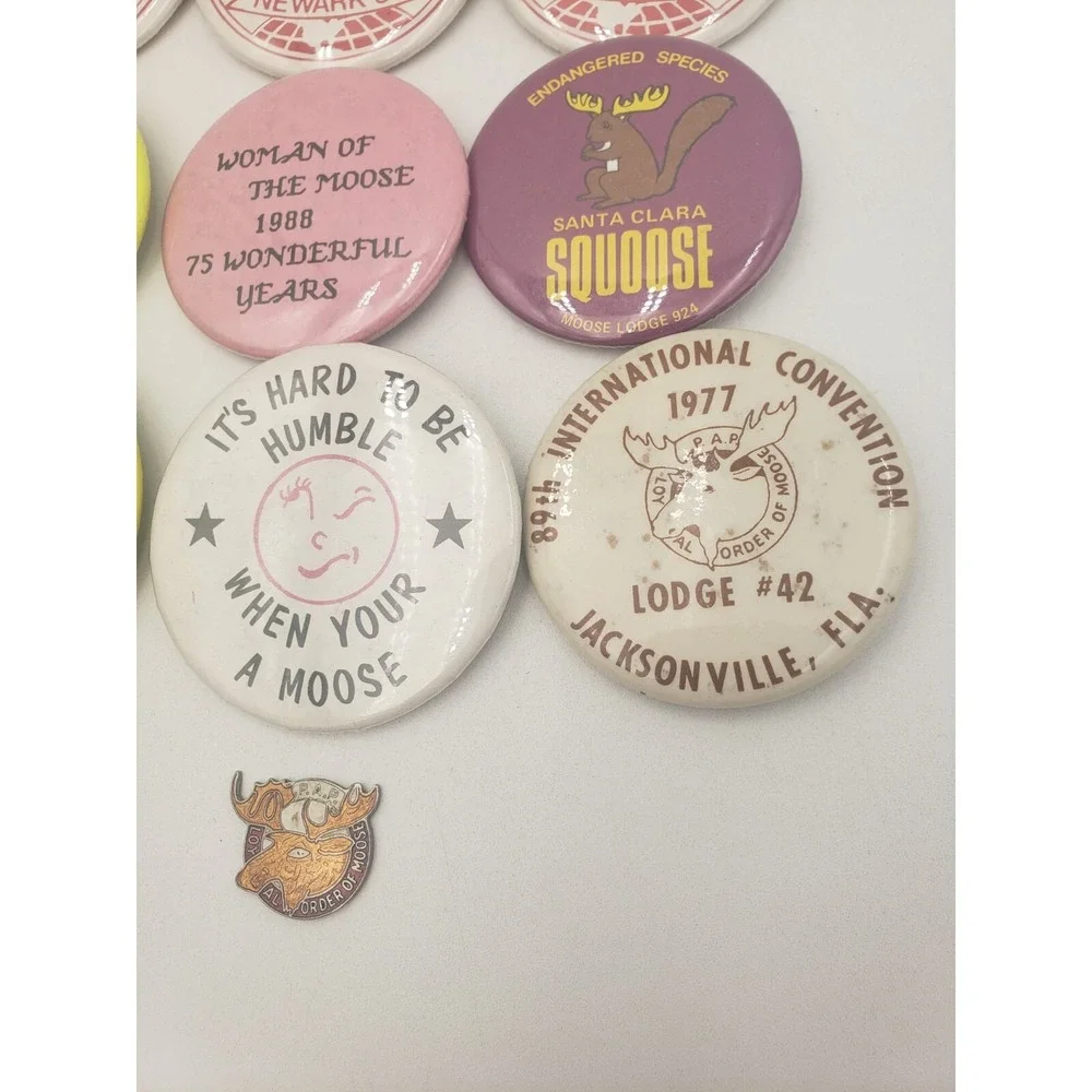 Vintage Moose Lodge Pinback Buttons 1970s-80s Lot Of 12‎ California NJ Florida